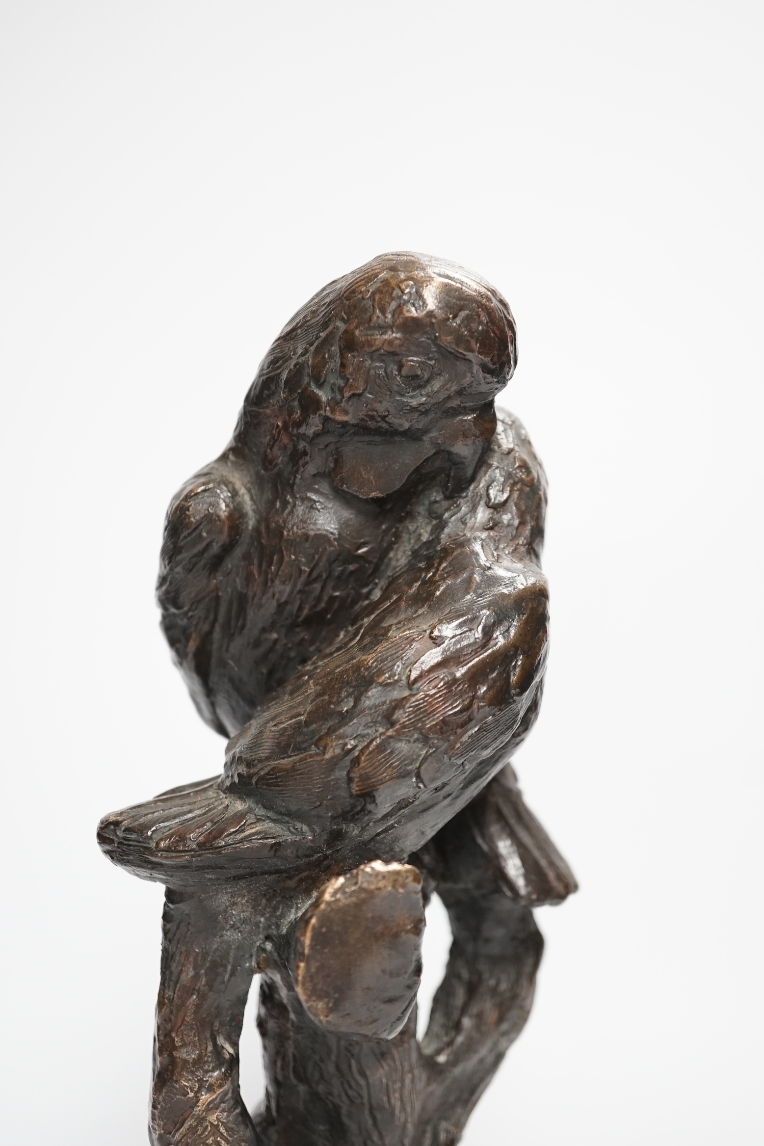 A bronze of two parrots in a tree, with impressed mark, 36cm high